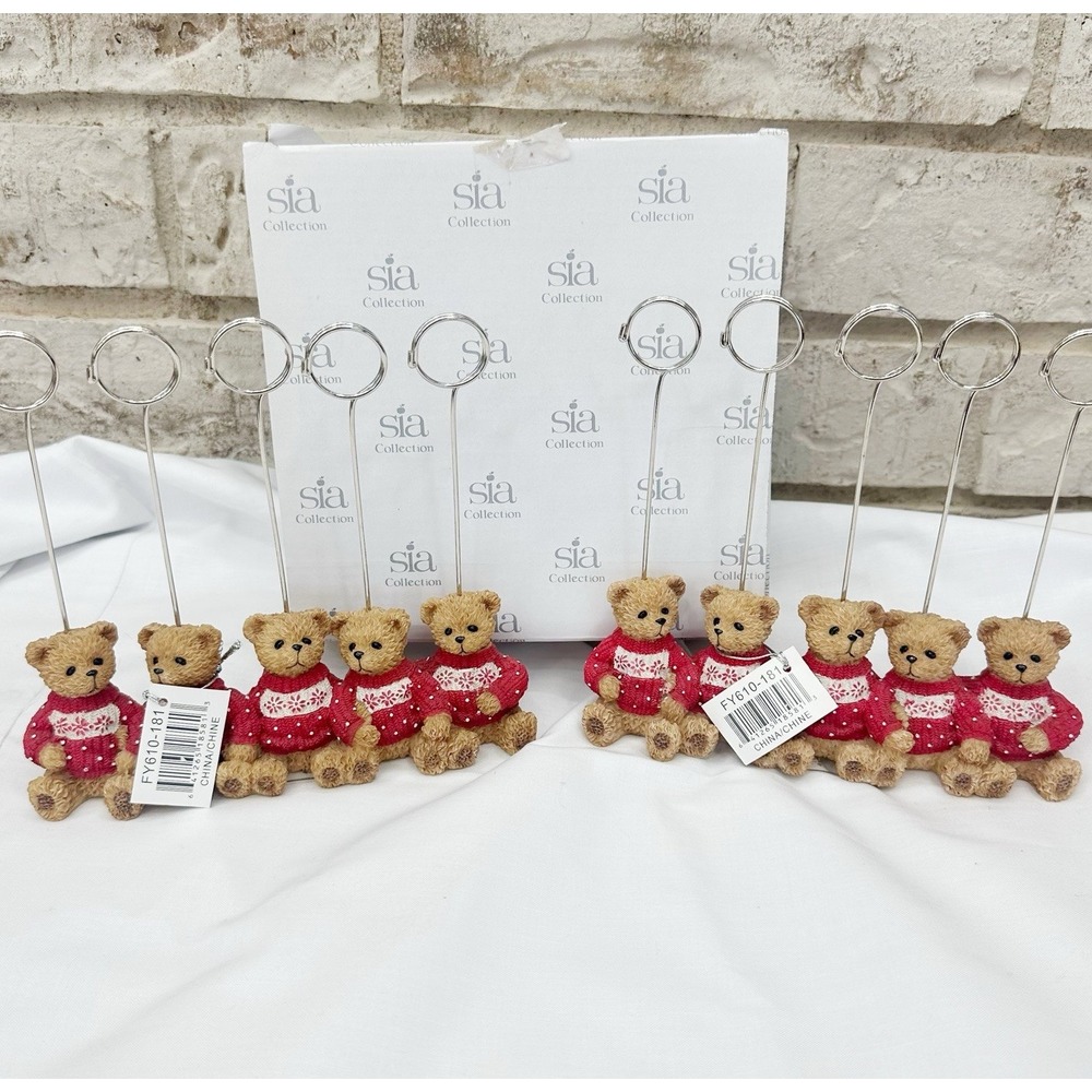 Sia‎ Collection Christmas Teddy Bear Picture Holders 2 Groups of 5 Red sweater